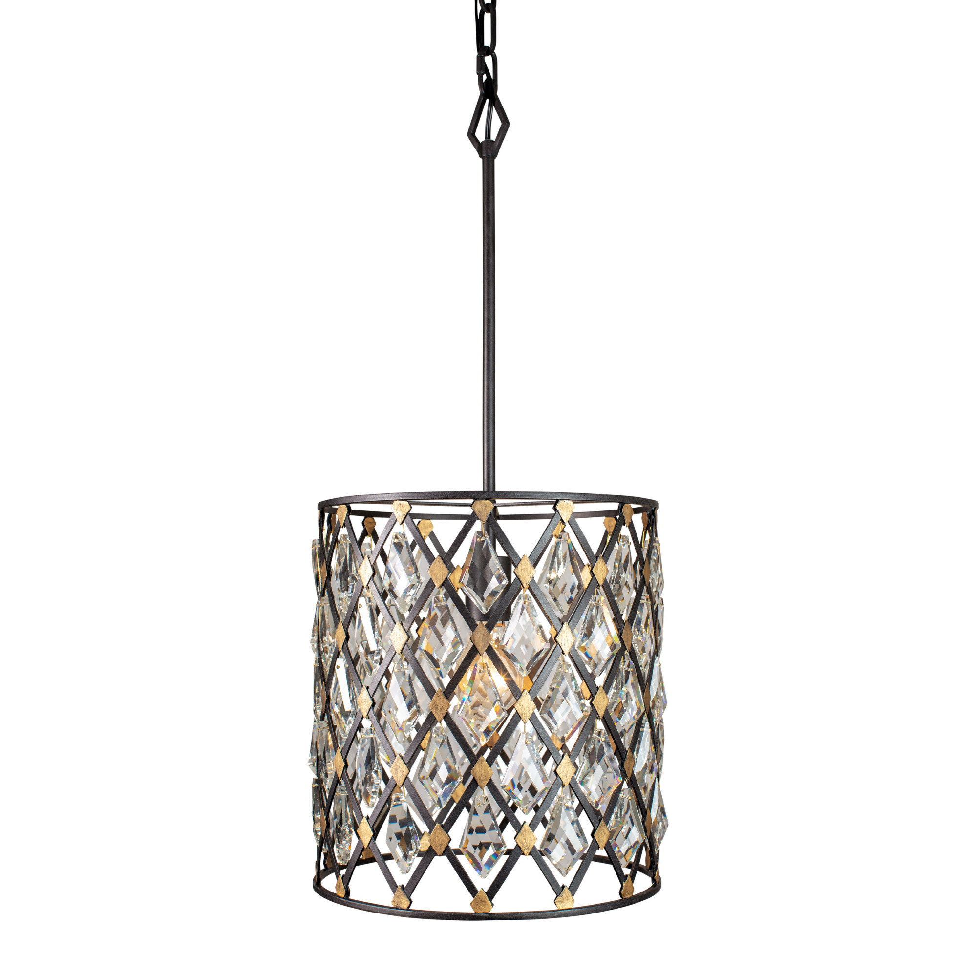 Photos - Chandelier / Lamp Windsor Varaluz 345P01  12" Wide Crystal Pendant Carbon / Havana Gold Indoor Lighting Pendants 345P01CBHG 