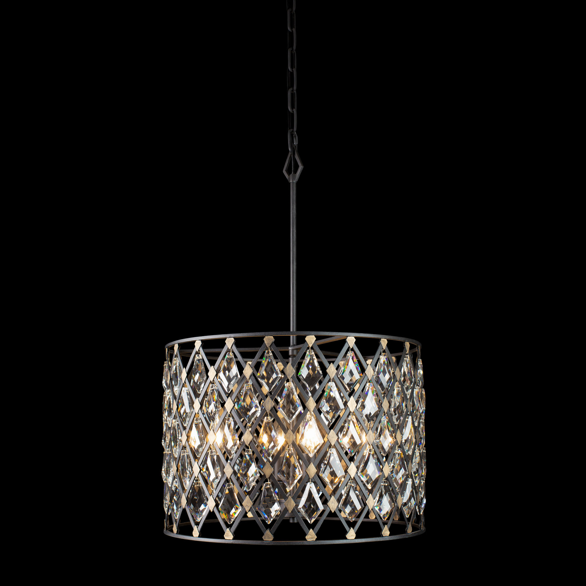 Photos - Chandelier / Lamp Windsor Varaluz 345P04  4 Light 18" Wide Crystal Pendant Carbon / Havana Gold Indoor Lighting Pendants 345P04CBHG 