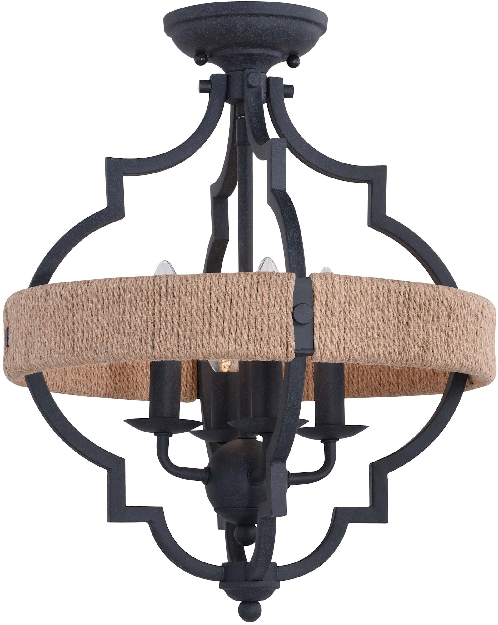Photos - Chandelier / Lamp Beaumont Vaxcel Lighting C0233  4 Light 14" Wide Semi-Flush Ceiling Fixture Textured Gray Indoor Lighting Ceiling Fixtures Se 