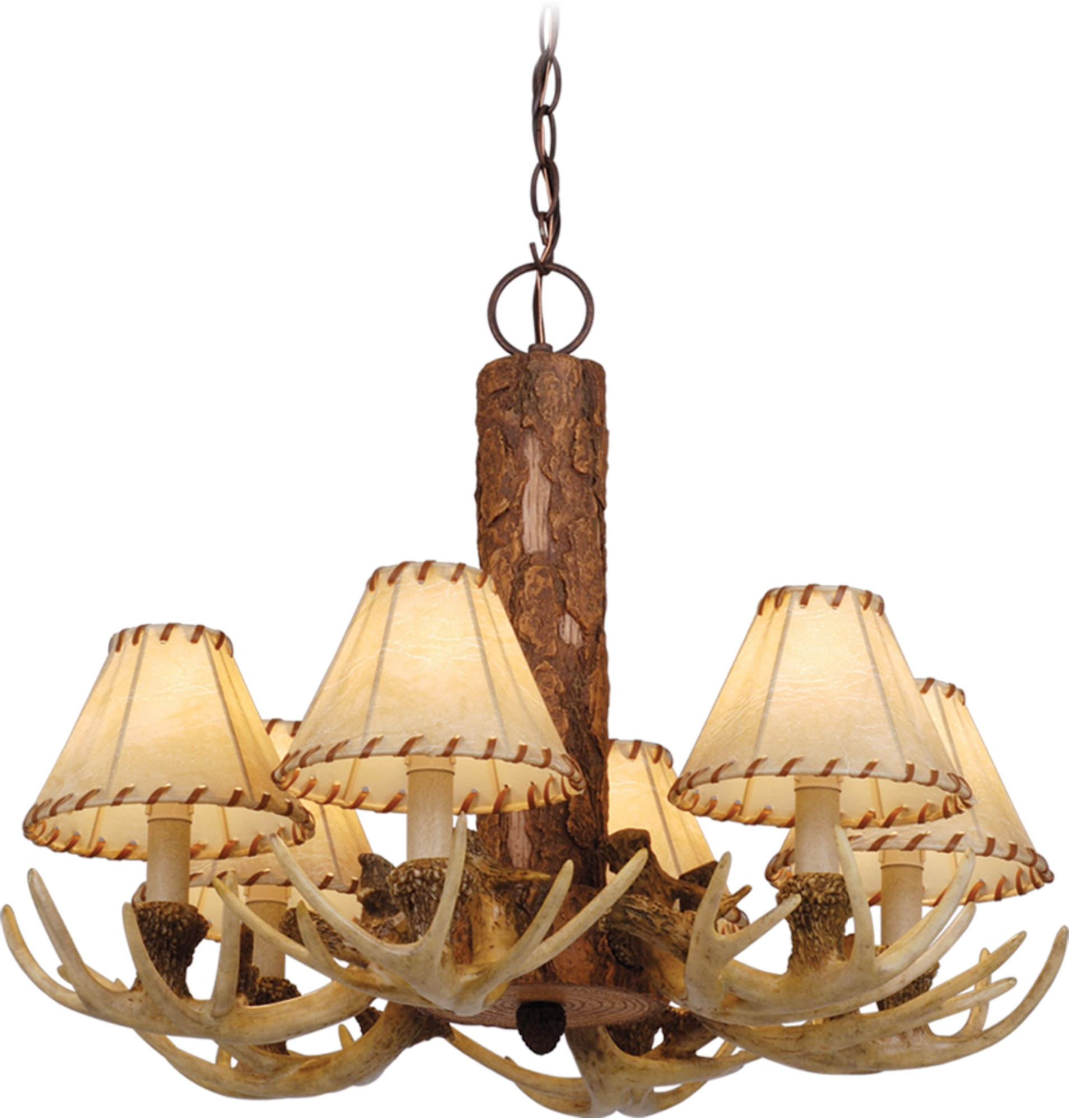 Photos - Chandelier / Lamp Lodge Vaxcel Lighting CH33006  6 Light Single Tier Chandelier with Fabric Shades - 22 Inches Wide Noachian Stone Indoor Light 