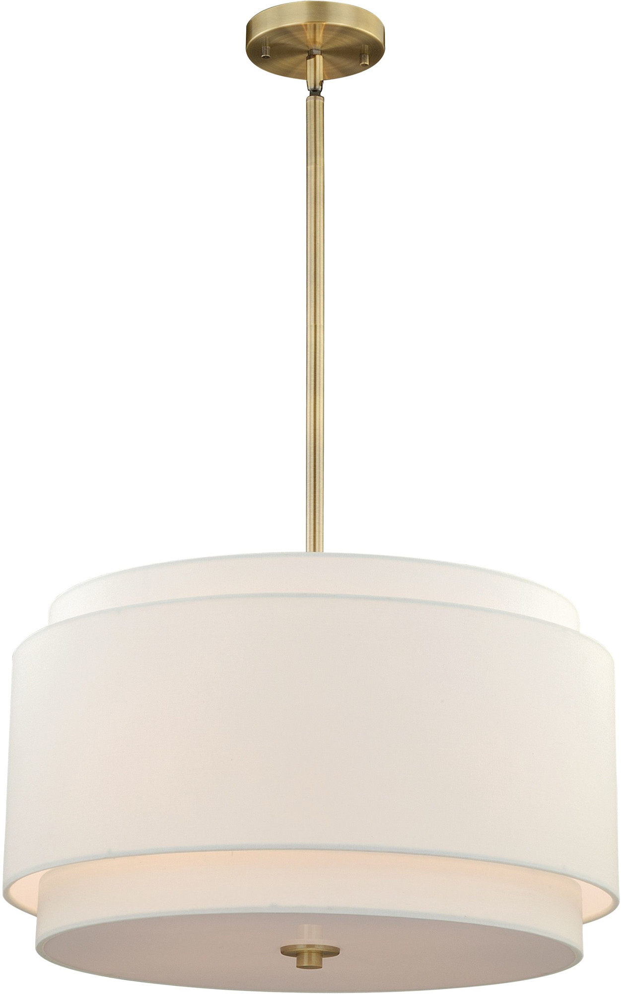 Photos - Chandelier / Lamp Fabric Vaxcel Lighting P0192 Burnaby 4 Light Pendant with White  Shade Matte Brass Indoor Lighting Pendants 
