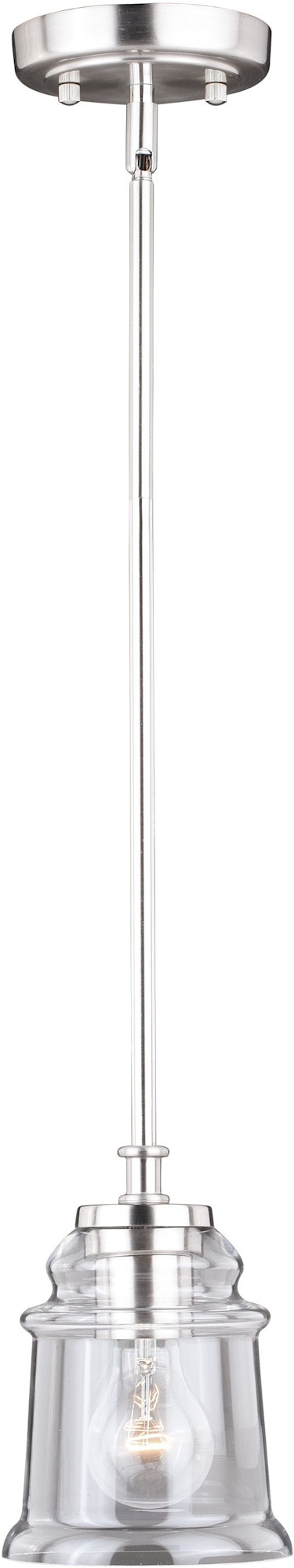 Photos - Chandelier / Lamp Vaxcel Lighting P0210 Toledo Single Light 5" Wide Crystal Pendant Satin Nickel Indoor Lighting Pendants