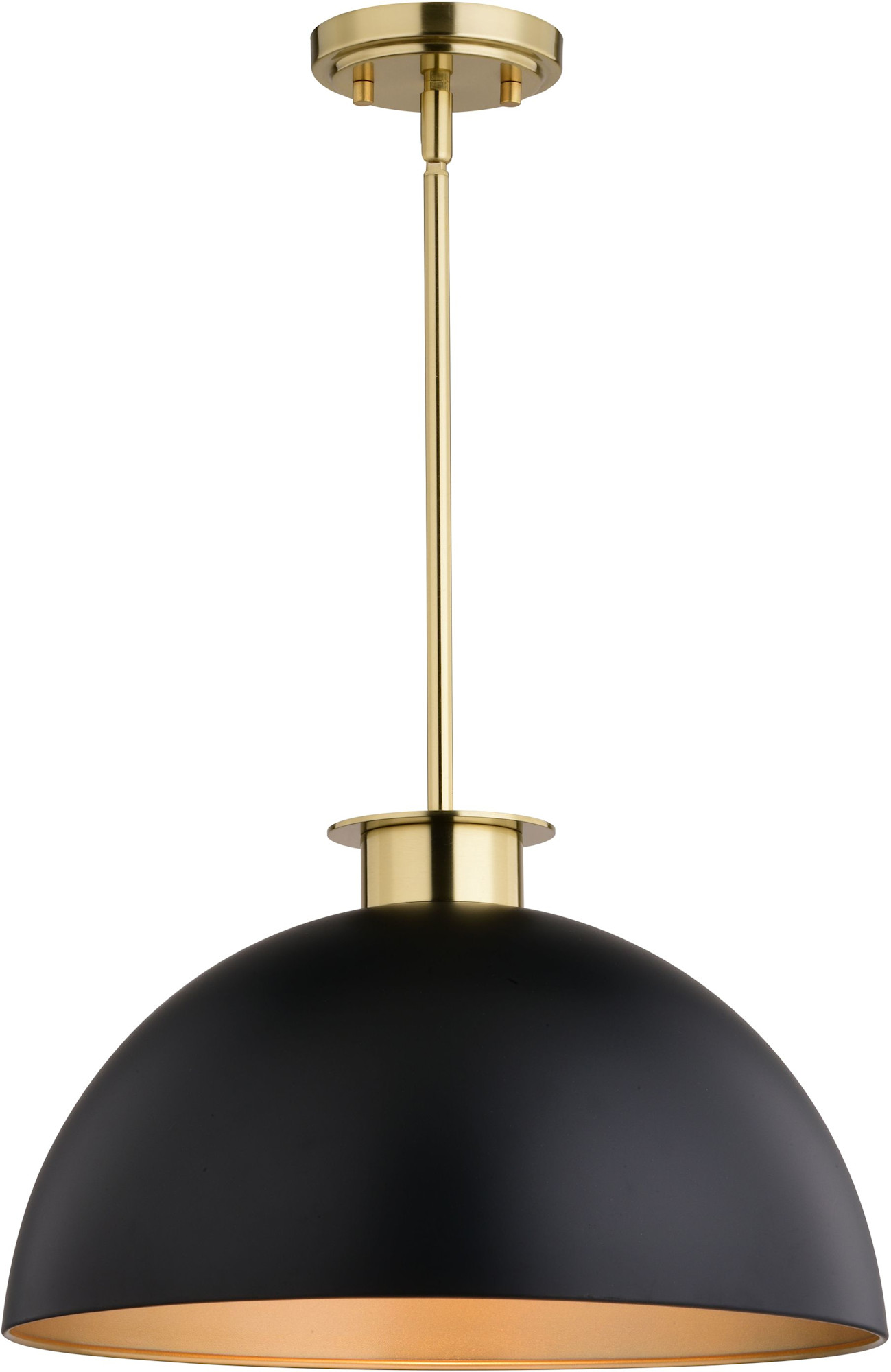 Photos - Chandelier / Lamp Vaxcel Lighting P0411 Devon 16" Wide Pendant Matte Black / Satin Brass Indoor Lighting Pendants P0412