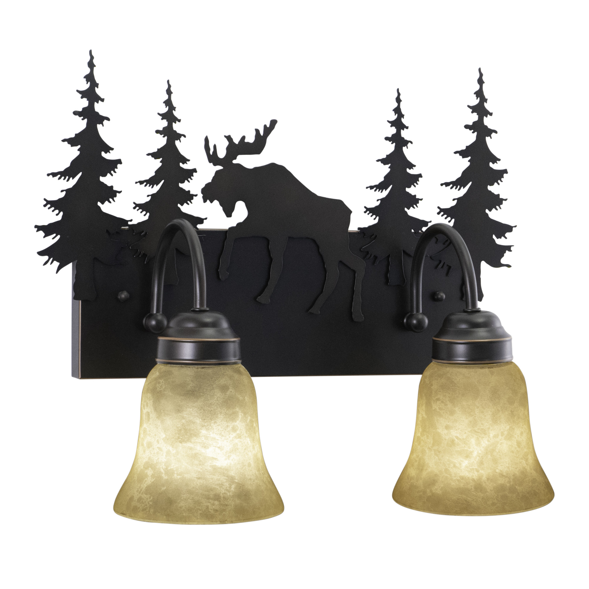 Photos - Chandelier / Lamp Yellow Stone Vaxcel Lighting VL55602BBZ Yellowstone 2 Light 16-3/4" Wide Bathroom Vanity Light with Moose Accents Burnished Bronze Indoor