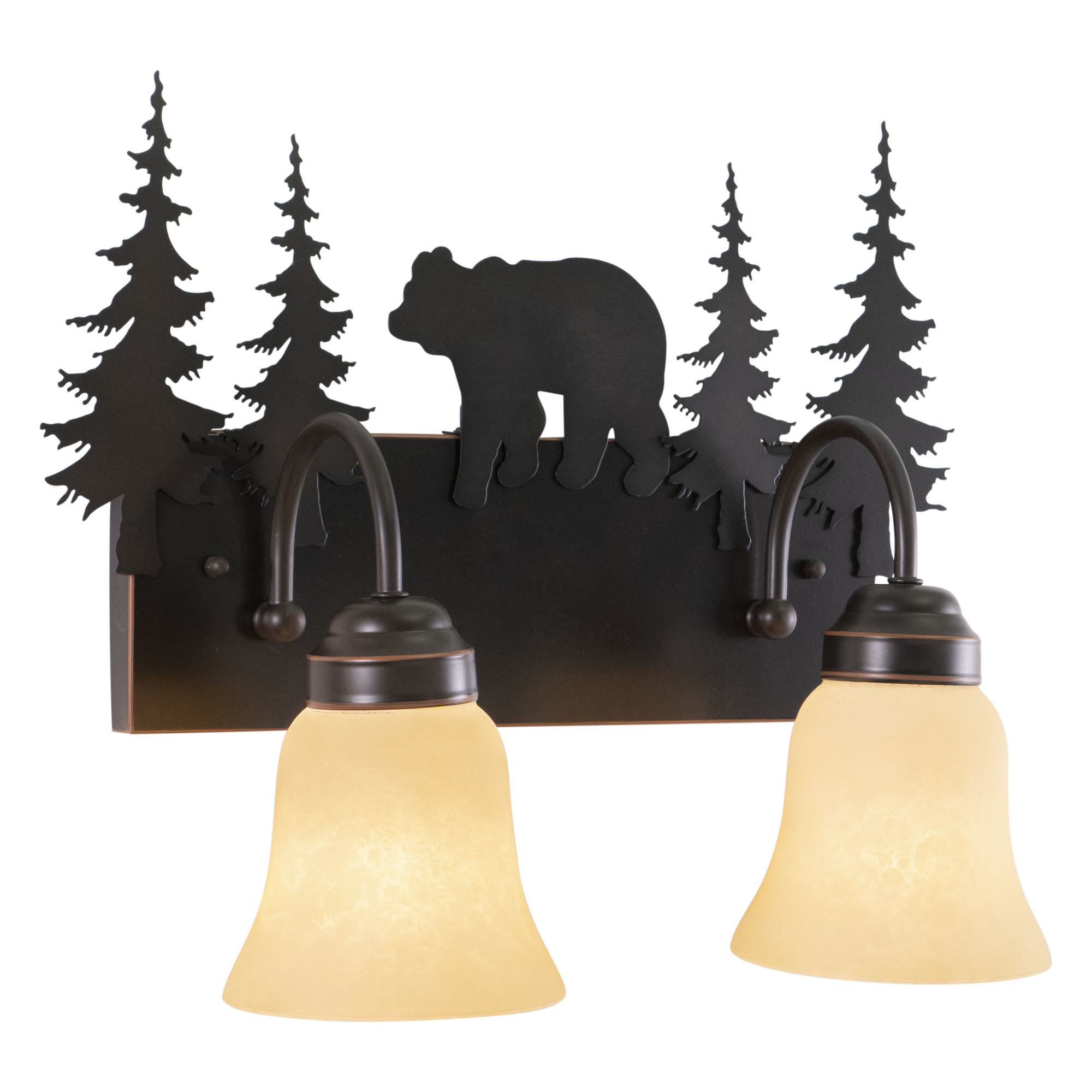 Photos - Chandelier / Lamp Wide Vaxcel Lighting VL55702BBZ Bozeman 2 Light 16-3/4"  Bathroom Vanity Light with Bear Accents Burnished Bronze Indoor Ligh 