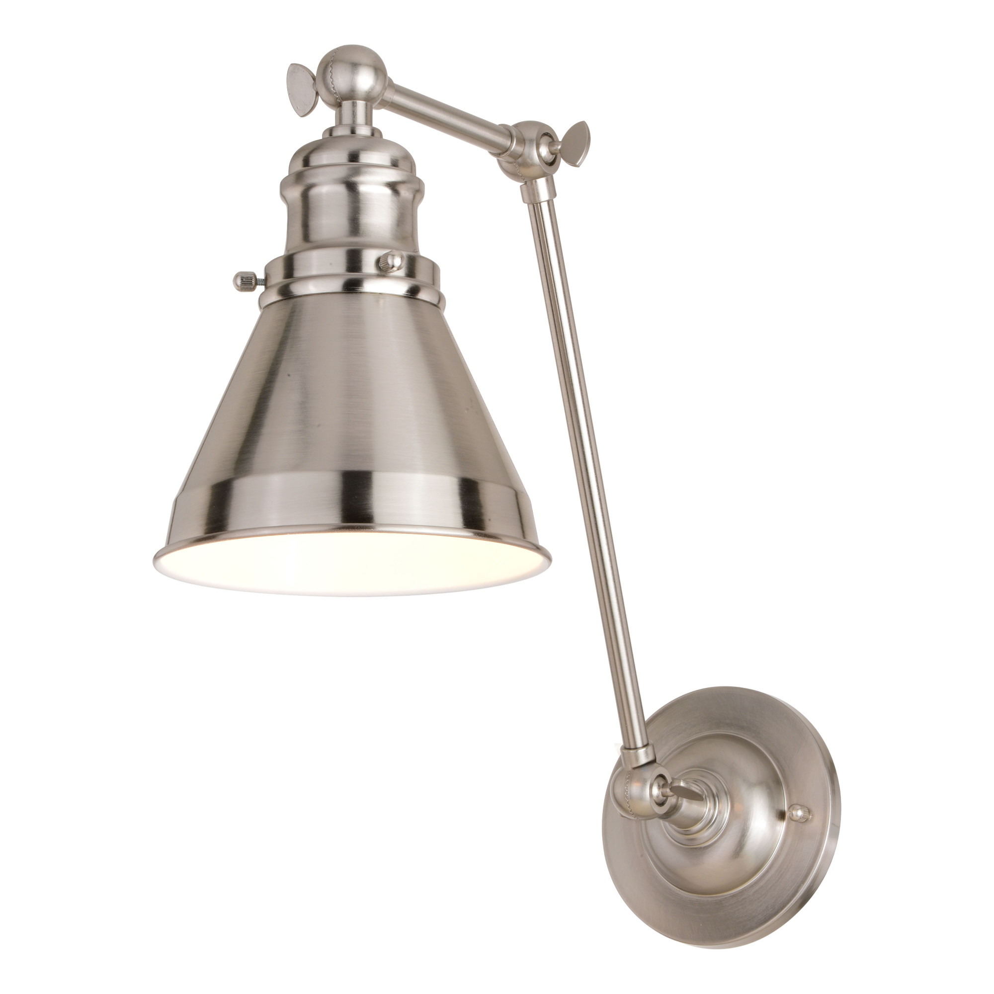 Photos - Chandelier / Lamp Baby Mix Vaxcel Lighting W0399 Alexis 13" Tall Adjustable Reading Light Satin Nickel / Matte White Indoor Lighting Wall Sconces 
