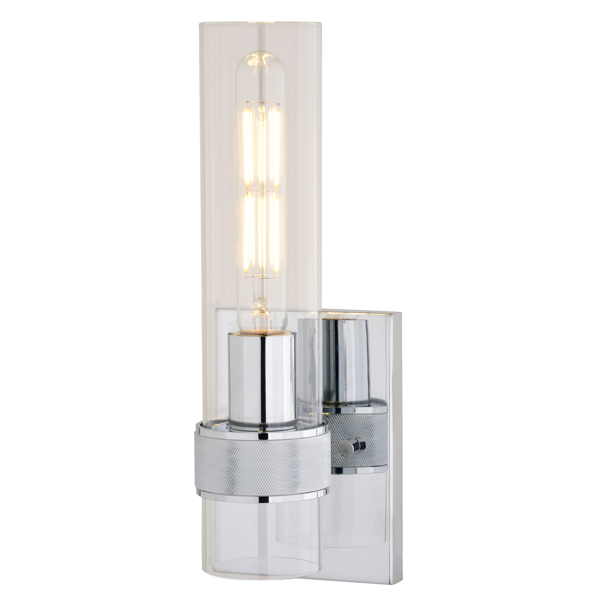 Photos - Chandelier / Lamp Clear Vaxcel Lighting W0428 Bari 13" Tall Bathroom Sconce with  Glass Shade Chrome Indoor Lighting Bathroom Fixtures Bathroom 