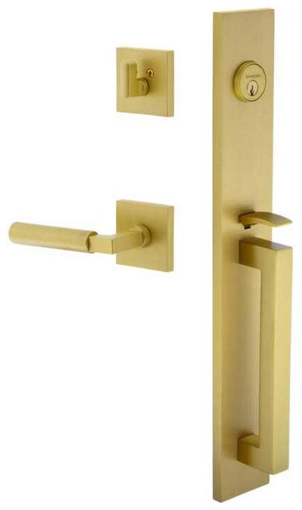 Photos - Interior Door A&D Viaggio QADQADCON-STHESET238DGRH Quadrato Right Handed Full Plate Keyed Entry "D" Grip Handleset with Contempo Smooth Interi 