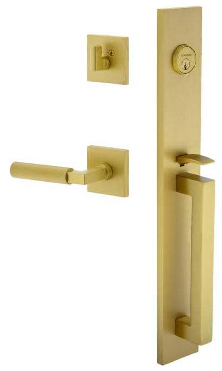 Photos - Interior Door A&D Viaggio QADQADCON-FLUESET238DGRH Quadrato Right Handed Full Plate Keyed Entry "D" Grip Handleset with Contempo Fluted Interi 
