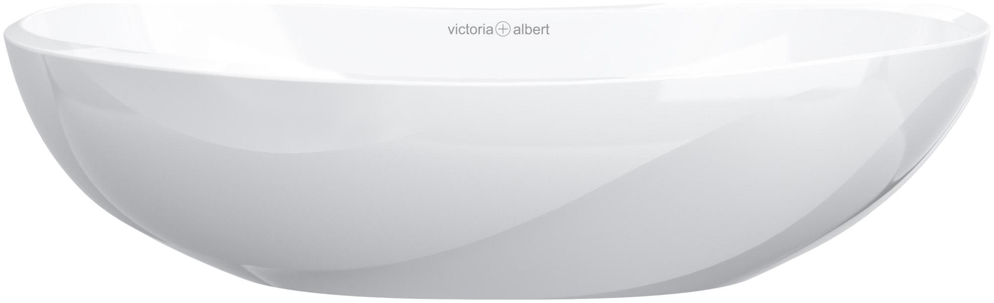 Photos - Bathroom Sink Victoria & Albert Victoria and Albert VB-SER-55-IO Seros 21-5/8" Oval Limestone Vessel  with Overflow Gloss White Sinks Bathroom 