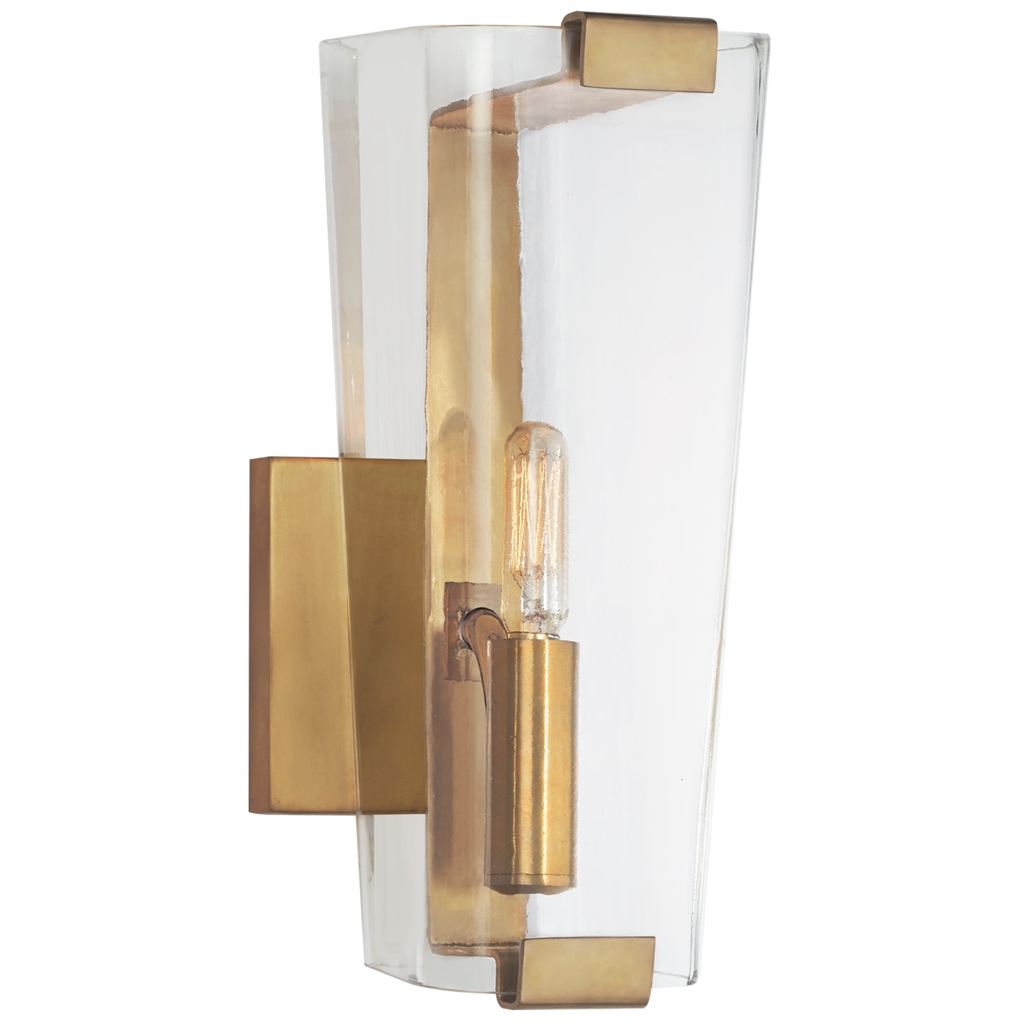 Photos - Chandelier / Lamp Alpine Visual Comfort ARN2309  11" Small Single Sconce by AERIN Hand Rubbed Antique Brass / Clear Glass Indoor Lighting Wall 