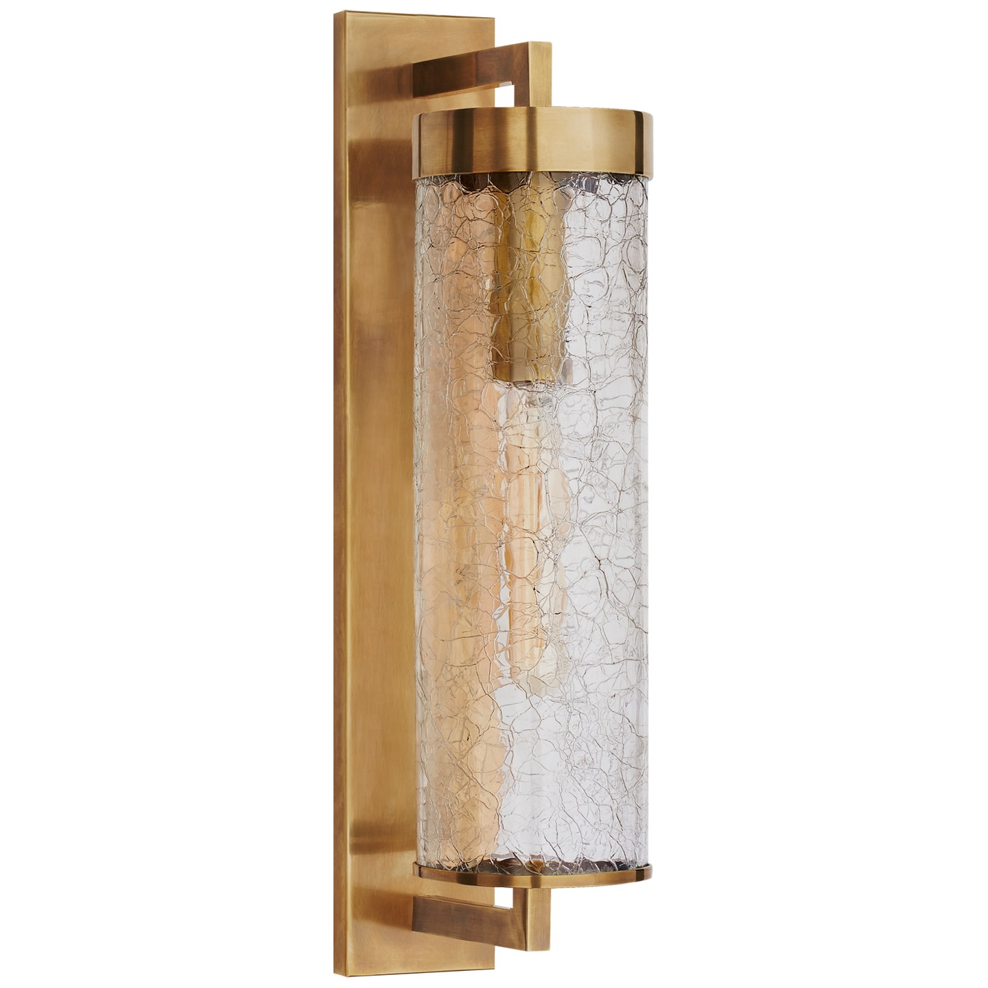 Photos - Chandelier / Lamp Kelly Tires Visual Comfort KW2123 Liaison 20" Large Bracketed Wall Sconce with Crackle Glass by Kelly Wearstler Antique Burnished Brass 