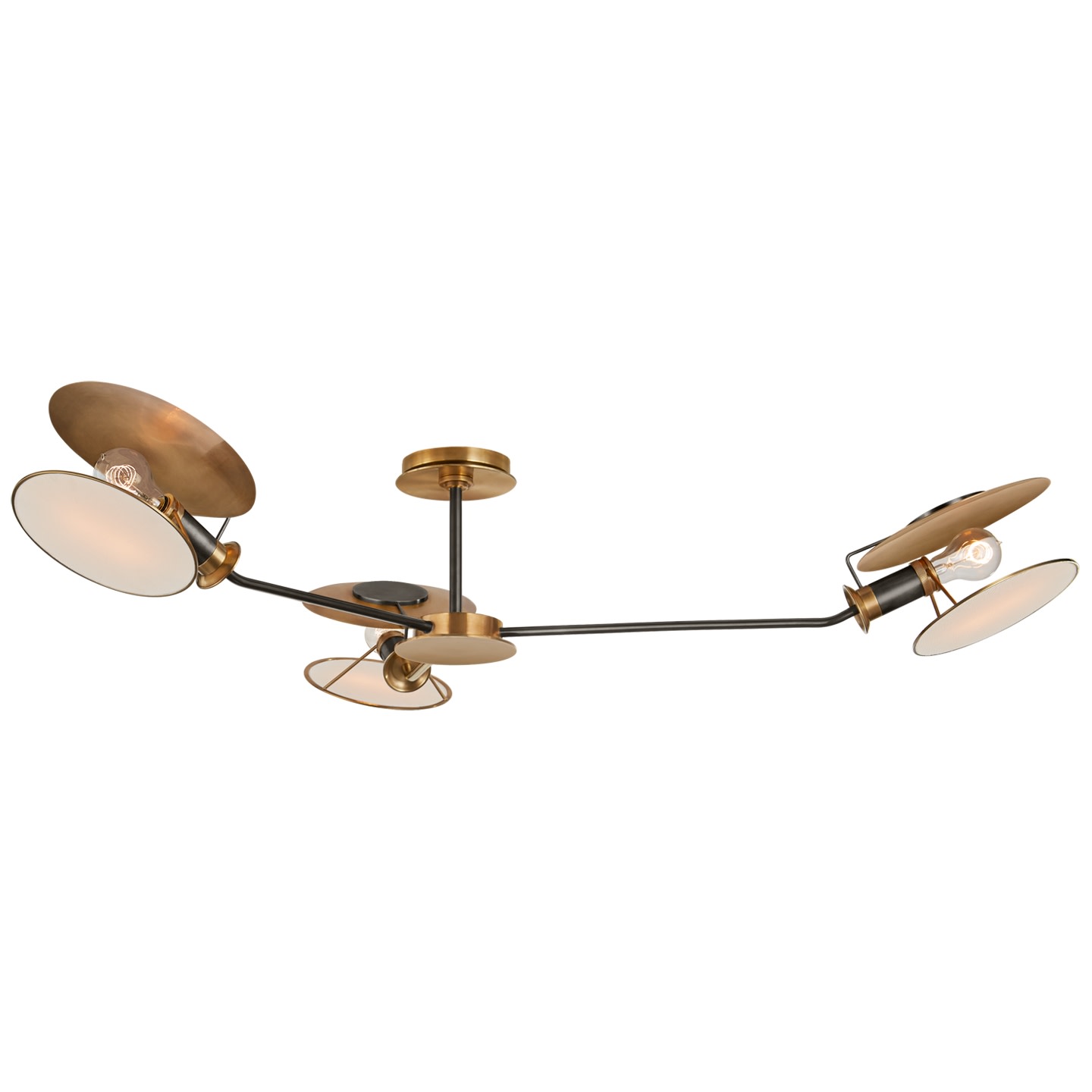 Photos - Chandelier / Lamp Osiris Visual Comfort TOB4291  47" Large Asymmetric Semi-Flush with Linen Diffusers by Thomas O'Brien Bronze / Hand Rubbed An 