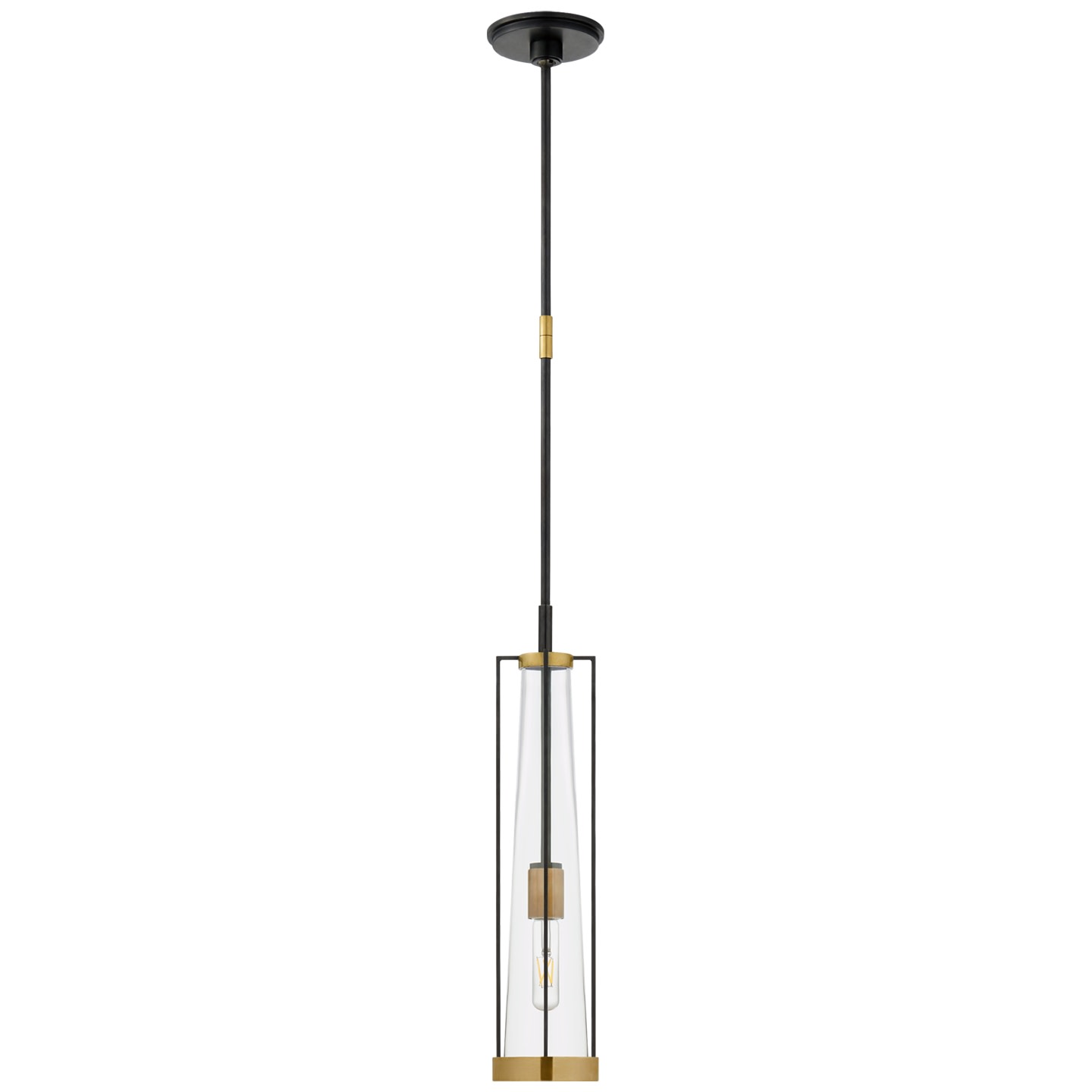Photos - Chandelier / Lamp Calix Visual Comfort TOB5276  23" Tall Pendant by Thomas O'Brien Bronze / Hand Rubbed Antique Brass / Clear Glass Indoor Ligh 