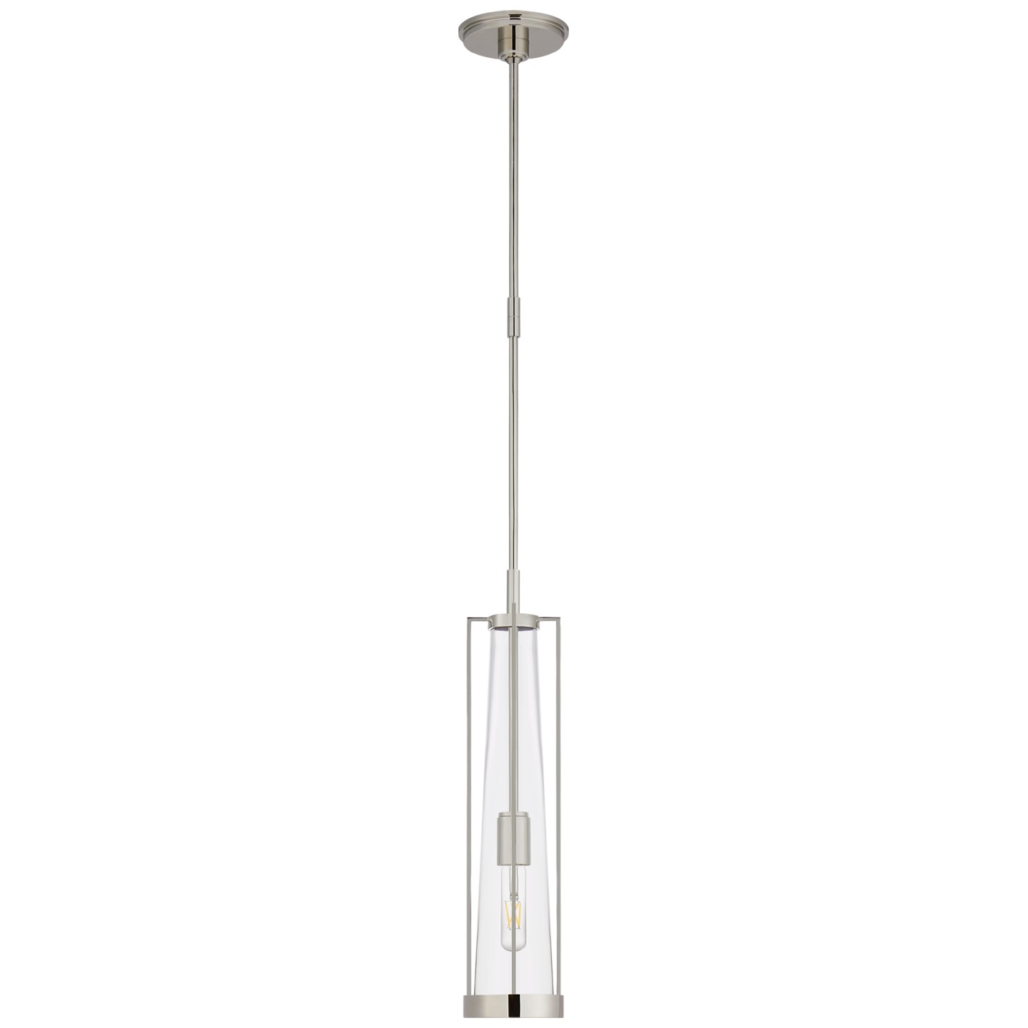 Photos - Chandelier / Lamp Calix Visual Comfort TOB5276  23" Tall Pendant by Thomas O'Brien Polished Nickel / Clear Glass Indoor Lighting Pendants TOB 5 