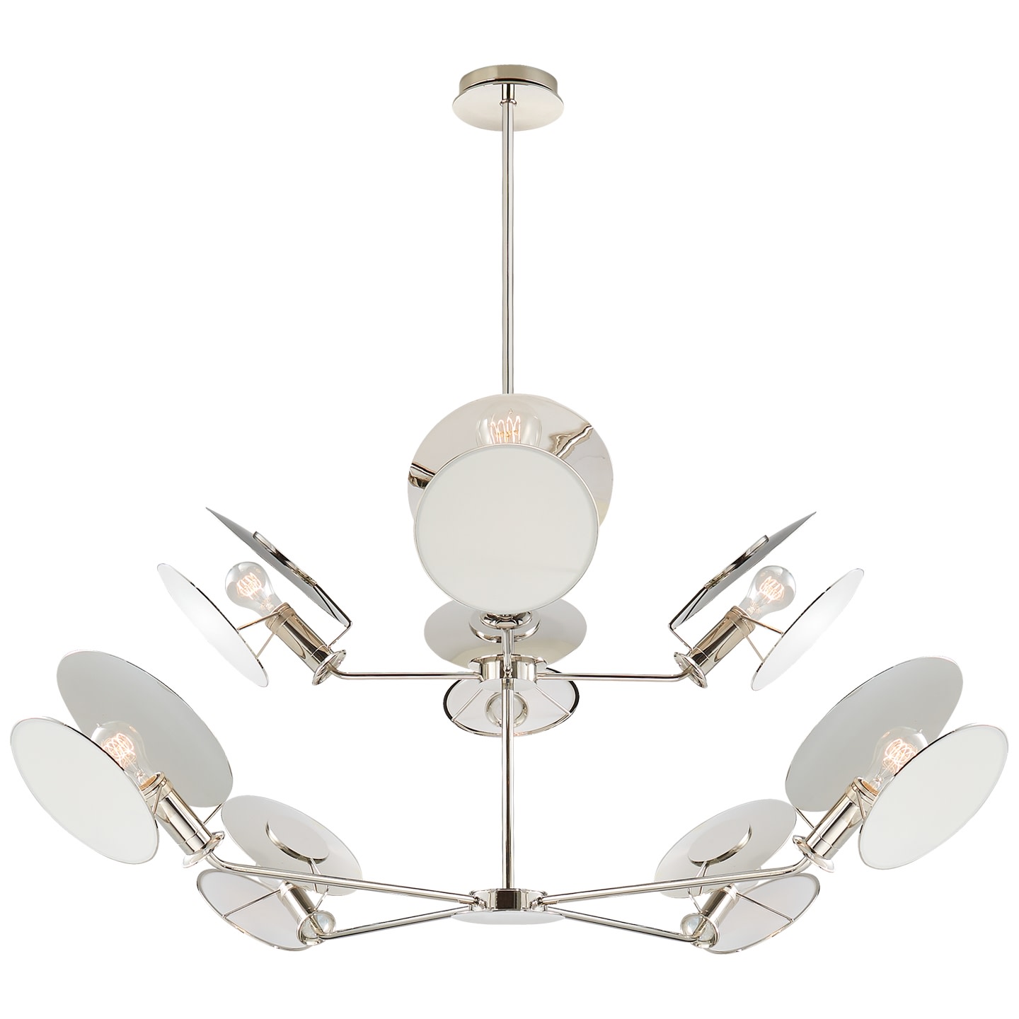 Photos - Chandelier / Lamp Osiris Visual Comfort TOB5290  54" Large Reflector Chandelier with Linen Diffusers by Thomas O'Brien Polished Nickel Indoor L 