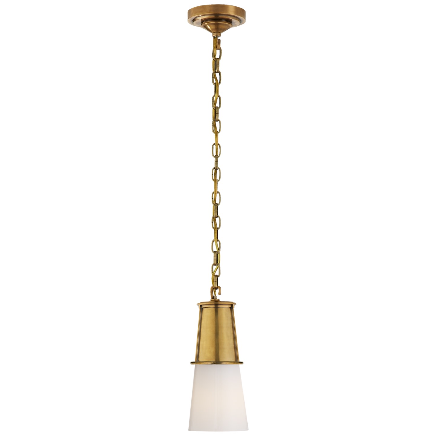 Photos - Chandelier / Lamp Robinson Visual Comfort TOB5751  5" Small Pendant by Thomas O'Brien Hand Rubbed Antique Brass / White Glass Indoor Lighting P 