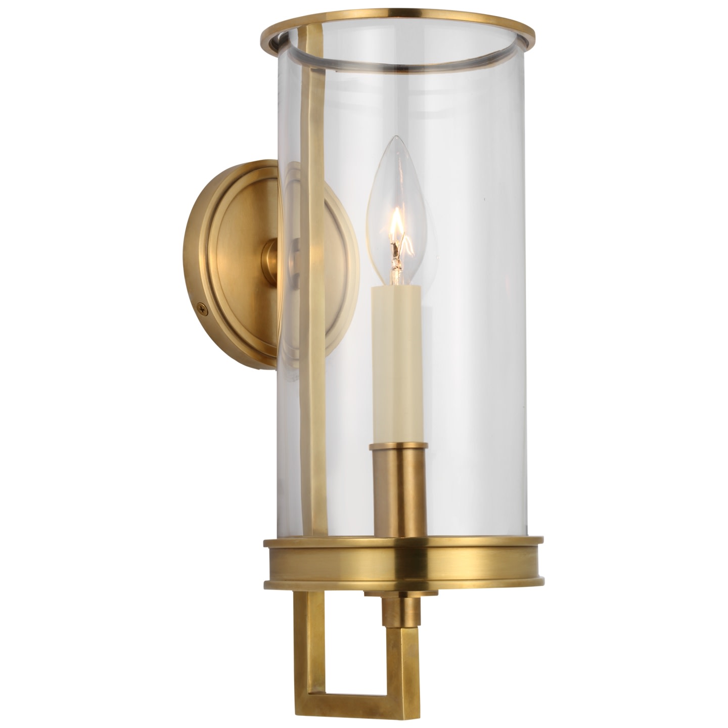 Photos - Chandelier / Lamp Hurricane Visual Comfort CHD2610 Glendon 15" Small  Sconce with Clear Glass by Chapman & Myers Antique Burnished Brass Indoor 