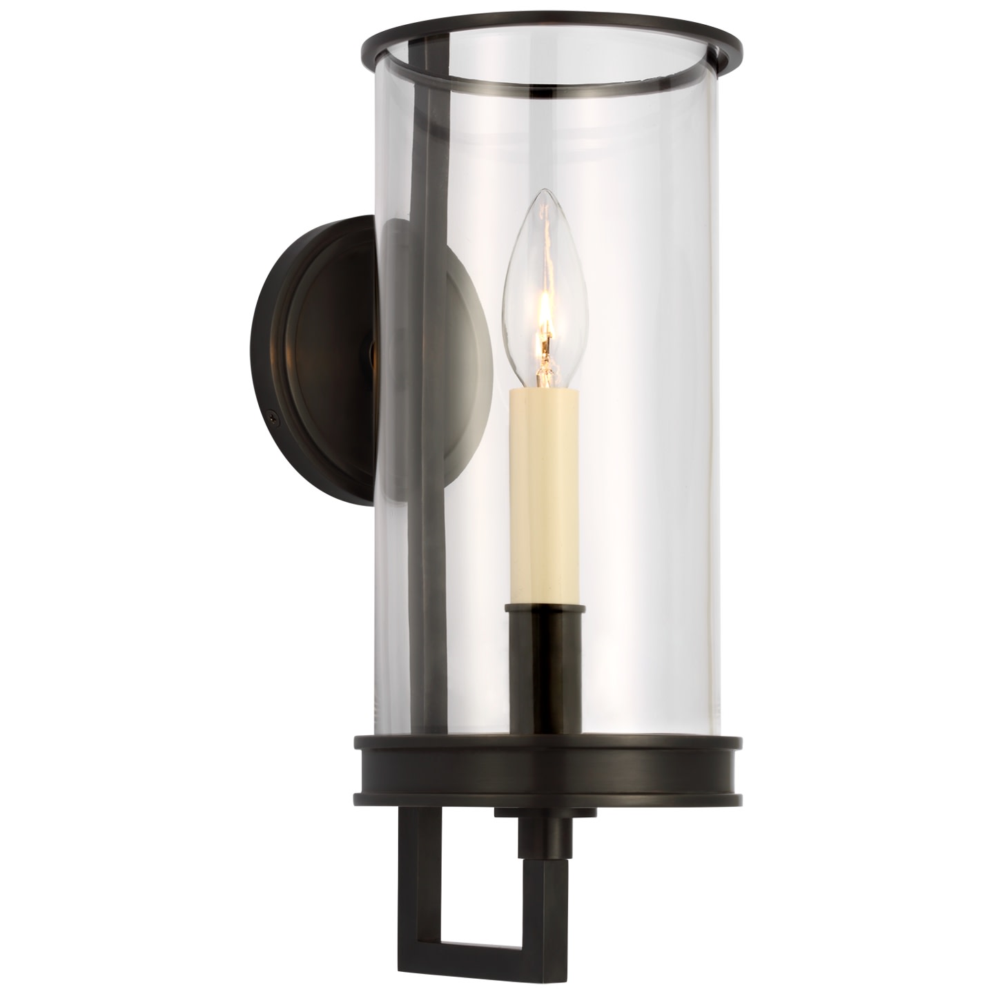 Photos - Chandelier / Lamp Hurricane Visual Comfort CHD2610 Glendon 15" Small  Sconce with Clear Glass by Chapman & Myers Bronze Indoor Lighting Wall Sc 