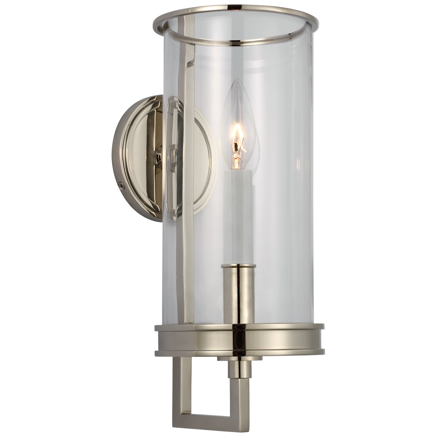 Photos - Chandelier / Lamp Hurricane Visual Comfort CHD2610 Glendon 15" Small Sconce with Clear Glass by Chapman & Myers Polished Nickel Indoor Lightin