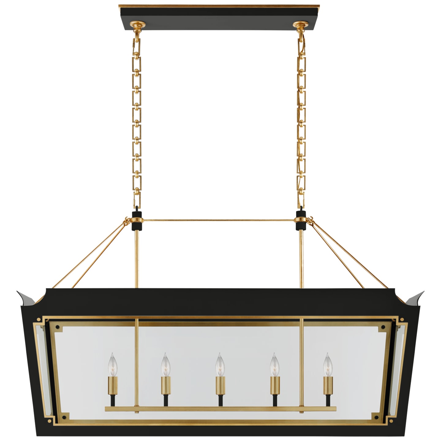 Photos - Chandelier / Lamp Medium Visual Comfort JN5023 Caddo 47"  Linear Lantern with Clear Glass by Julie Neill Matte Black / Gild Indoor Lighting Cha 