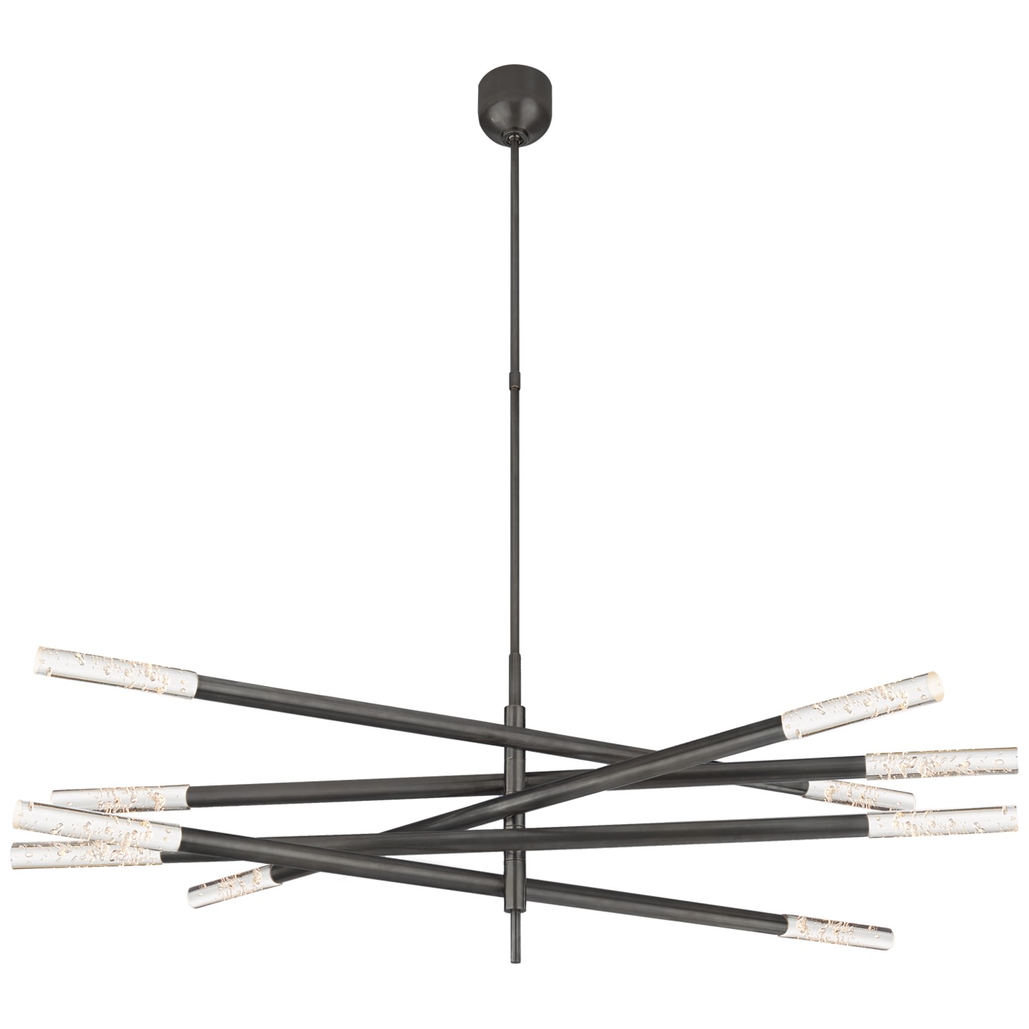Photos - Chandelier / Lamp Grande Visual Comfort KW 5587-SG Rousseau 50"  Articulating Chandelier by Kelly Wearstler Bronze / Seeded Glass Indoor Lighti 