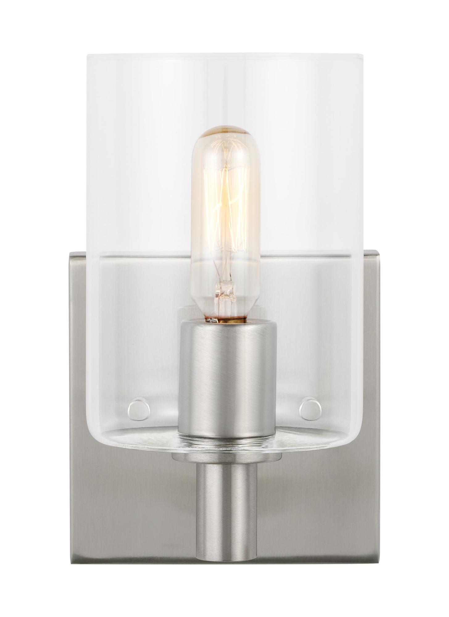 Photos - Chandelier / Lamp Visual Comfort 4164201 Fullton 8" Tall Bathroom Sconce with Clear Glass Shade Brushed Nickel Indoor Lighting Bathroom Fixtur