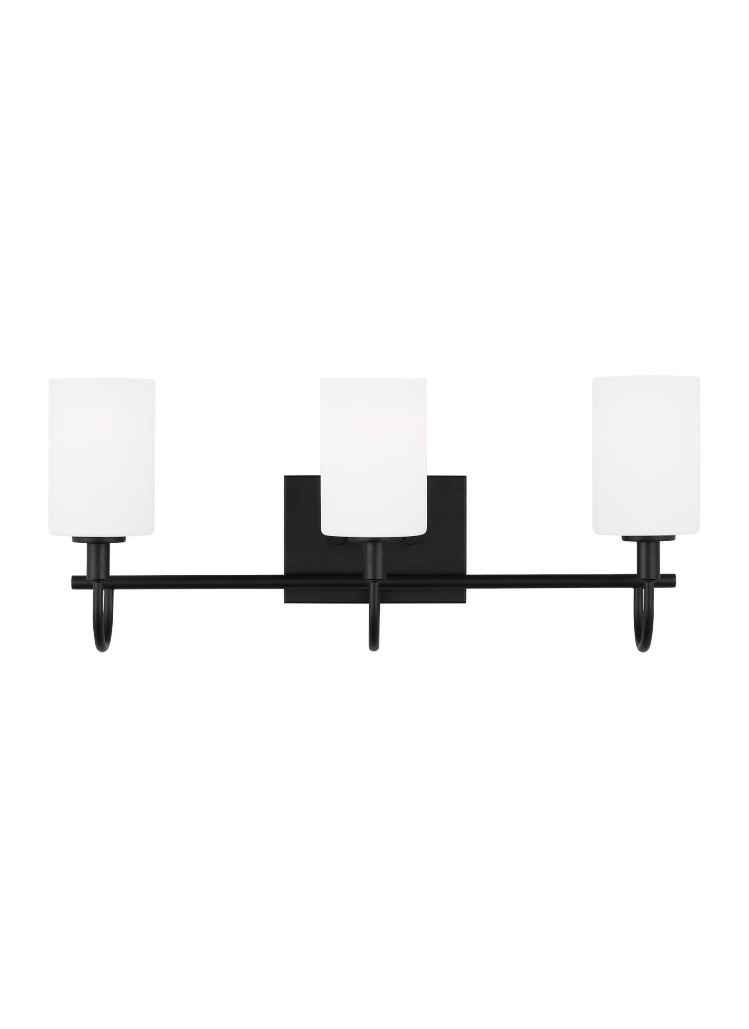 Photos - Chandelier / Lamp Oak Visual Comfort 4457103  Moore 3 Light 24" Wide Vanity Light with Frosted Glass Shades Midnight Black Indoor Lighting Bath 