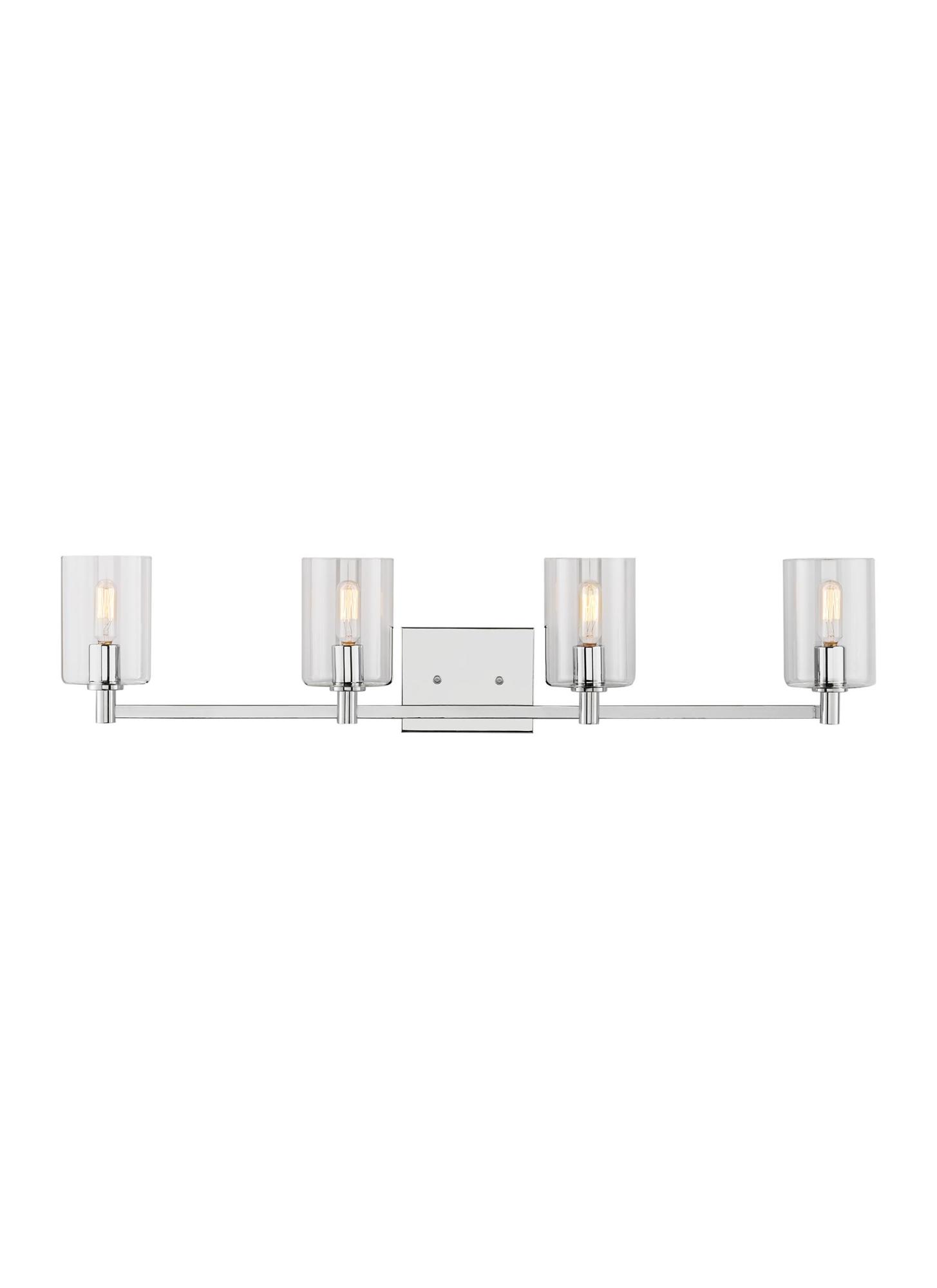 Photos - Chandelier / Lamp Wide Visual Comfort 4464204 Fullton 4 Light 35"  Vanity Light with Clear Glass Shades Chrome Indoor Lighting Bathroom Fixture 