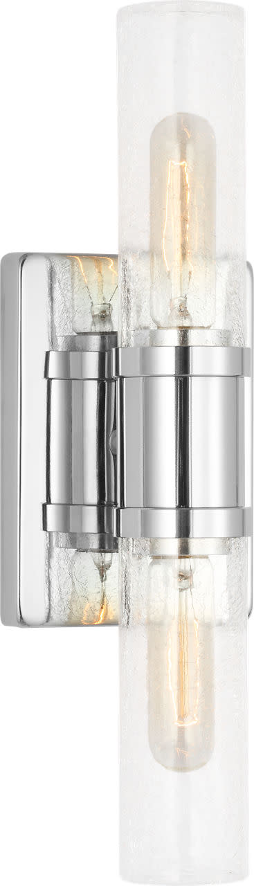 Photos - Chandelier / Lamp Clear Visual Comfort 4465002 Keaton 2 Light 16" Tall Vanity Light Chrome /  Crackle Indoor Lighting Bathroom Fixtures Vanity 