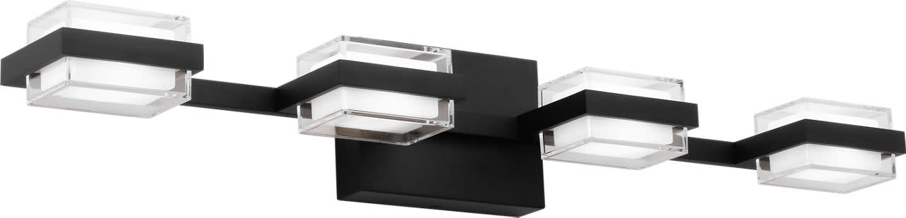 Photos - Chandelier / Lamp Wide Visual Comfort 700BCKMD4-LED930 Kamden 4 Light 32" LED Vanity light with Shades Nightshade Black Indoor Lighting Bathro