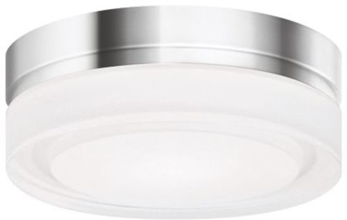 Photos - Chandelier / Lamp Visual Comfort 700CQS-LED3 Cirque 6" Wide LED Natural Brass Flush Mount Drum Ceiling Fixture Chrome Indoor Lighting Ceiling