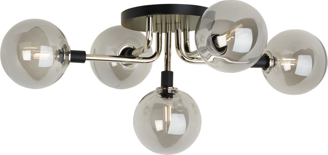 Photos - Chandelier / Lamp Wide Visual Comfort 700FMVGO-LED9 Viaggio 5 Light 22-5/16" LED Flush Mount Ceiling Fixture Smoke / Polished Nickel / 2700K I
