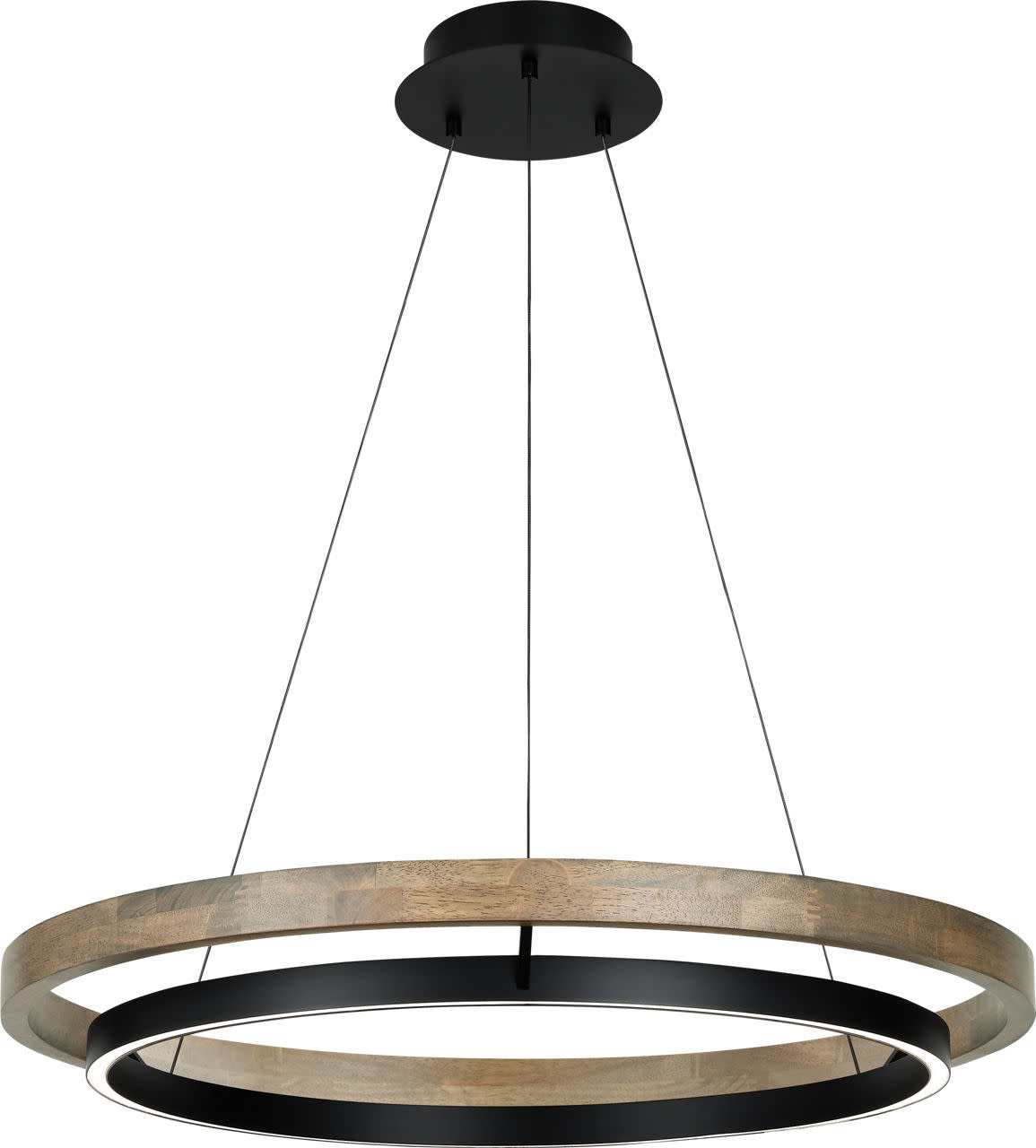 Photos - Chandelier / Lamp Wide Visual Comfort 700GRC36-LED9 Grace Single Light 36" LED Ring Chandelier Matte Black / Weathered Oak Wood / 3000K Indoor