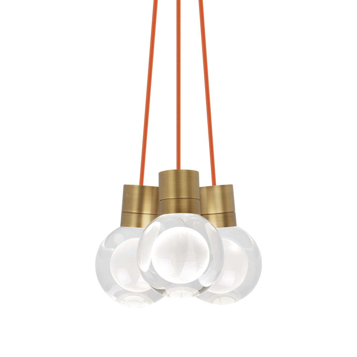 Photos - Chandelier / Lamp Mina Visual Comfort 700TDMINAP3CNB-LED930  9" Wide LED Natural Brass Multi Light Pendant Orange Indoor Lighting Pendants 700T 