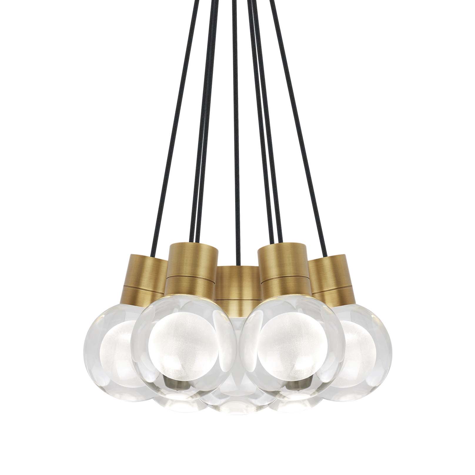Photos - Chandelier / Lamp Mina Visual Comfort 700TDMINAP7CNB-LEDWD  14" Wide LED Natural Brass Multi Light Pendant Black Indoor Lighting Pendants 700TD 