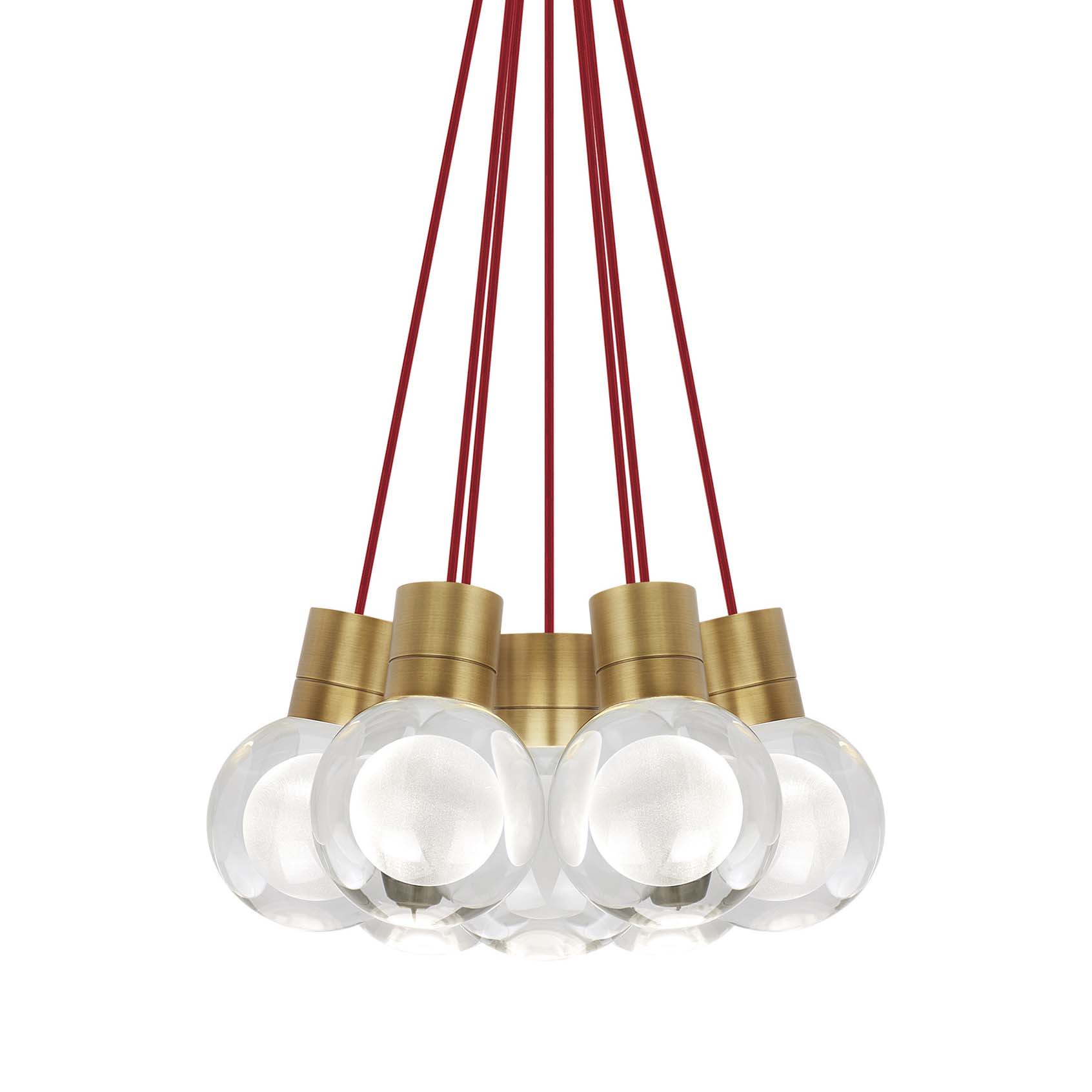 Photos - Chandelier / Lamp Mina Visual Comfort 700TDMINAP7CNB-LED930  14" Wide LED Natural Brass Multi Light Pendant Red Indoor Lighting Pendants 700TDM 