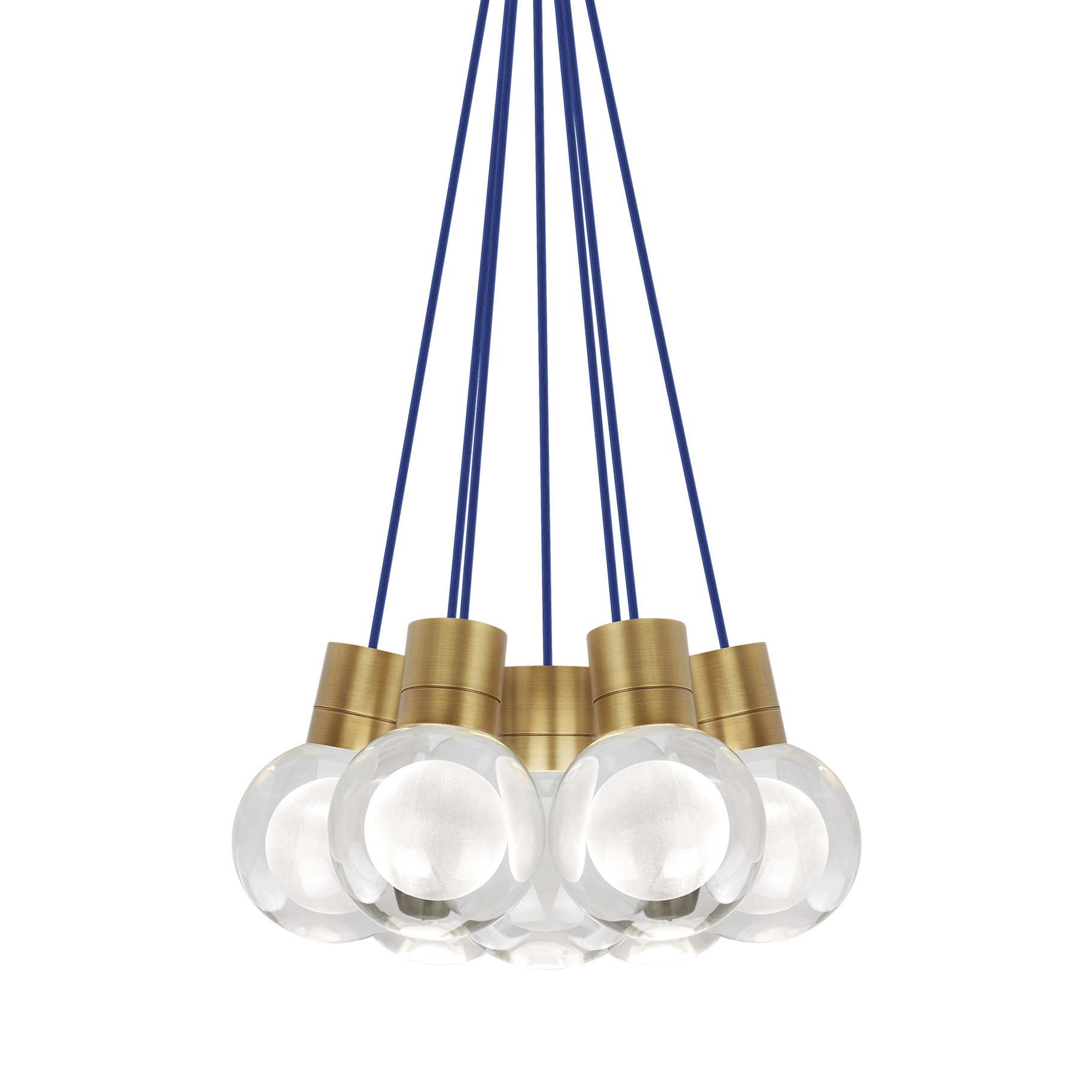 Photos - Chandelier / Lamp Mina Visual Comfort 700TDMINAP7CNB-LEDWD  14" Wide LED Natural Brass Multi Light Pendant Blue Indoor Lighting Pendants 700TDM 