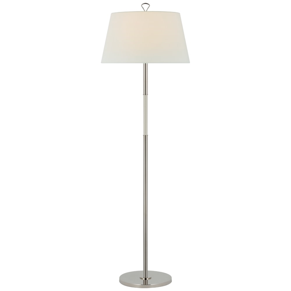 Photos - Chandelier / Lamp Griffin Visual Comfort AL 1000-L 63" Tall Torchiere Floor Lamp with White Linen Shade Polished Nickel / Parchment Leather La