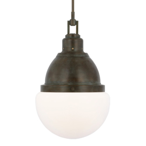 Photos - Chandelier / Lamp Bernard Visual Comfort AL 5050-WG  14" Wide Pendant with Frosted Glass Shade Bronze Indoor Lighting Pendants AL 5050BZV-WG 