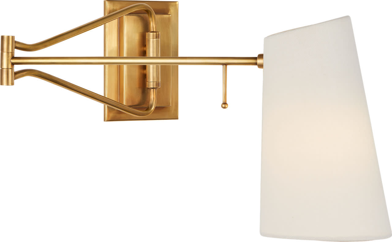 Photos - Chandelier / Lamp Keil Visual Comfort ARN2650 10" Swing Arm Wall Light with Linen Shade by AERIN Hand-Rubbed Antique Brass Indoor Lighting Wal