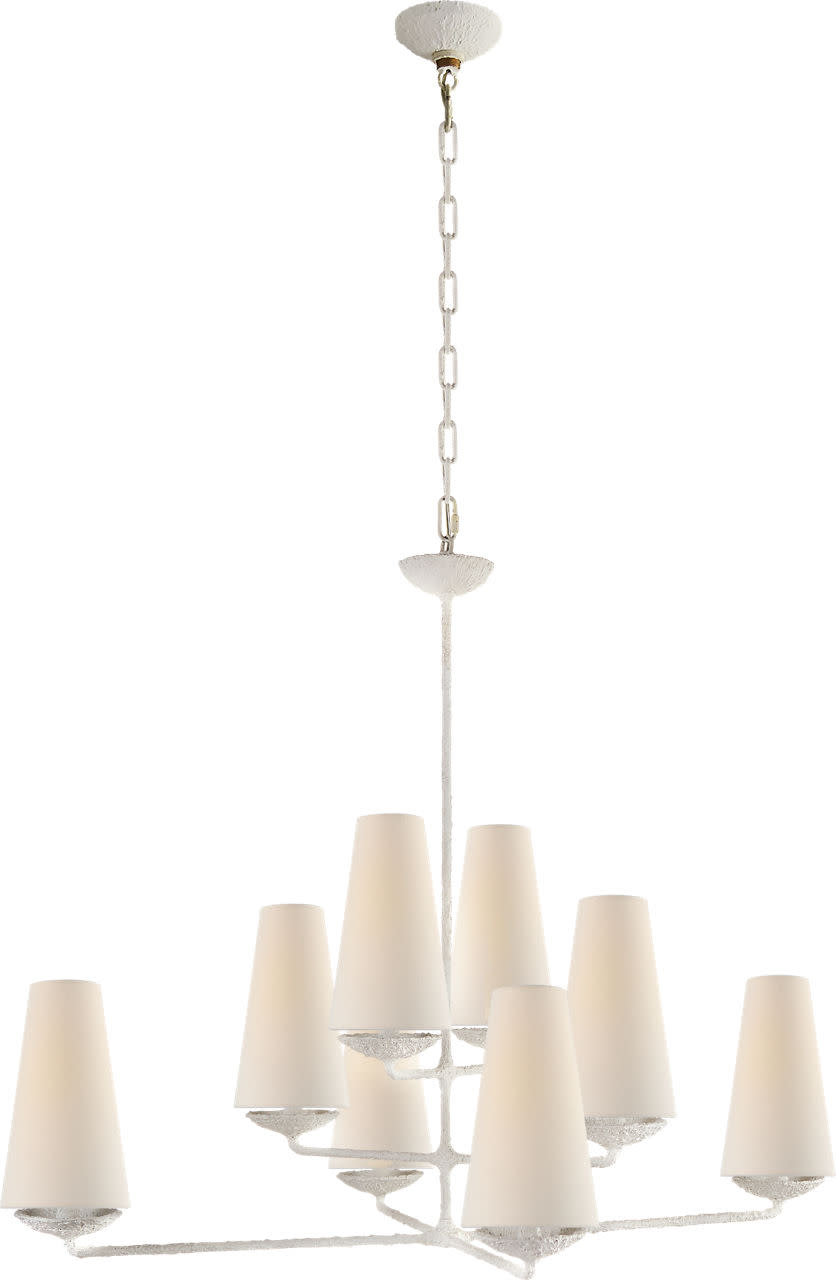 Photos - Chandelier / Lamp Offset Vapors Visual Comfort ARN5205 Fontaine 39" Large Offset Chandelier with Linen Shades by AERIN Plaster White Indoor Lighting Chandel