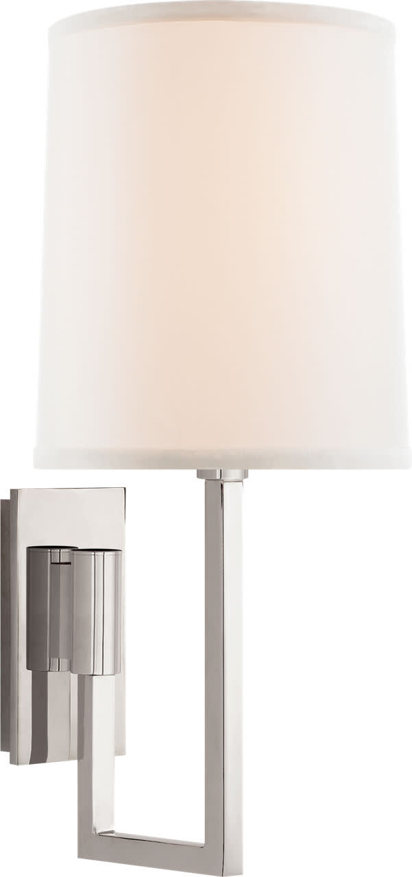 Photos - Chandelier / Lamp Aspect Visual Comfort BBL2027L 14-1/2" High Wall Sconce with Linen Shade Polished Nickel Indoor Lighting Wall Sconces BBL 20
