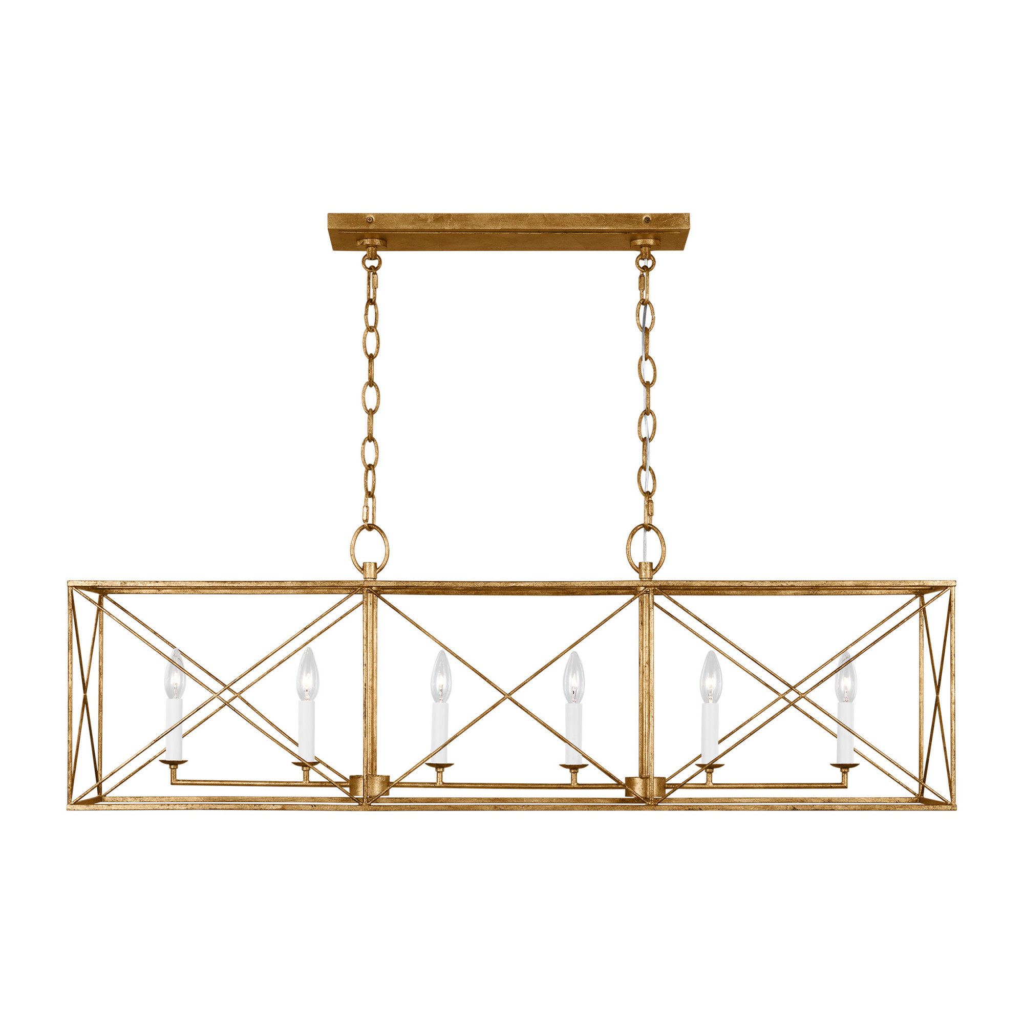 Photos - Chandelier / Lamp Visual Comfort CC1646 Beatrix 6 Light 46" Wide Cage Linear Pendant Antique Gild Indoor Lighting Pendants CC1646ADB