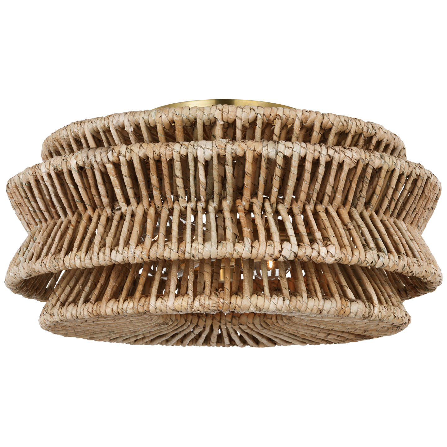 Photos - Chandelier / Lamp Visual Comfort CHC 4015 Antigua 2 Light 16" Wide Semi-Flush Drum Ceiling Fixture Antique-Burnished Brass / Natural Abaca Ind
