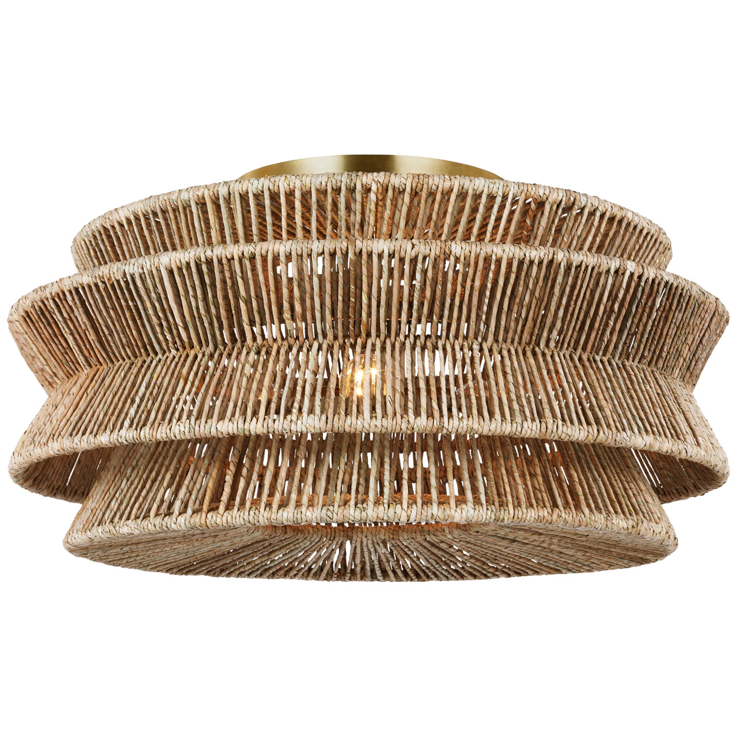 Photos - Chandelier / Lamp Wide Visual Comfort CHC 4017 Antigua 3 Light 30"  Semi-Flush Drum Ceiling Fixture Antique-Burnished Brass / Natural Abaca Ind 