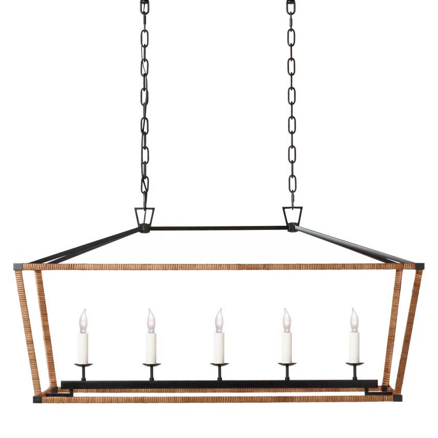Photos - Chandelier / Lamp Visual Comfort CHC5765 Darlana Wrapped 5 Light 41" Wide Taper Candle Style Chandelier Aged Iron / Natural Rattan Indoor Ligh