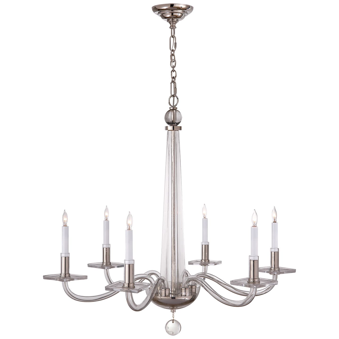Photos - Chandelier / Lamp Robinson Visual Comfort CHC1140  32" Medium Chandelier with Clear Glass by E. F. Chapman Polished Nickel Indoor Lighting Chan 