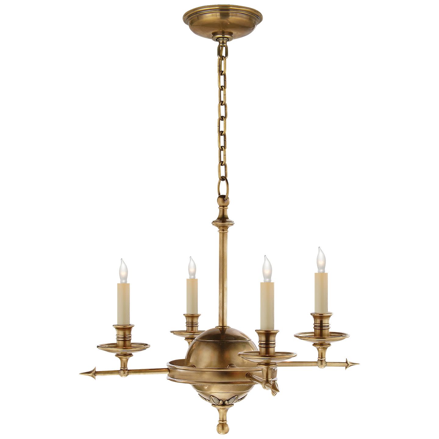 Photos - Chandelier / Lamp Leaf Visual Comfort CHC1448  And Arrow 15" Small Chandelier by E. F. Chapman Antique Burnished Brass Indoor Lighting Chandeli 
