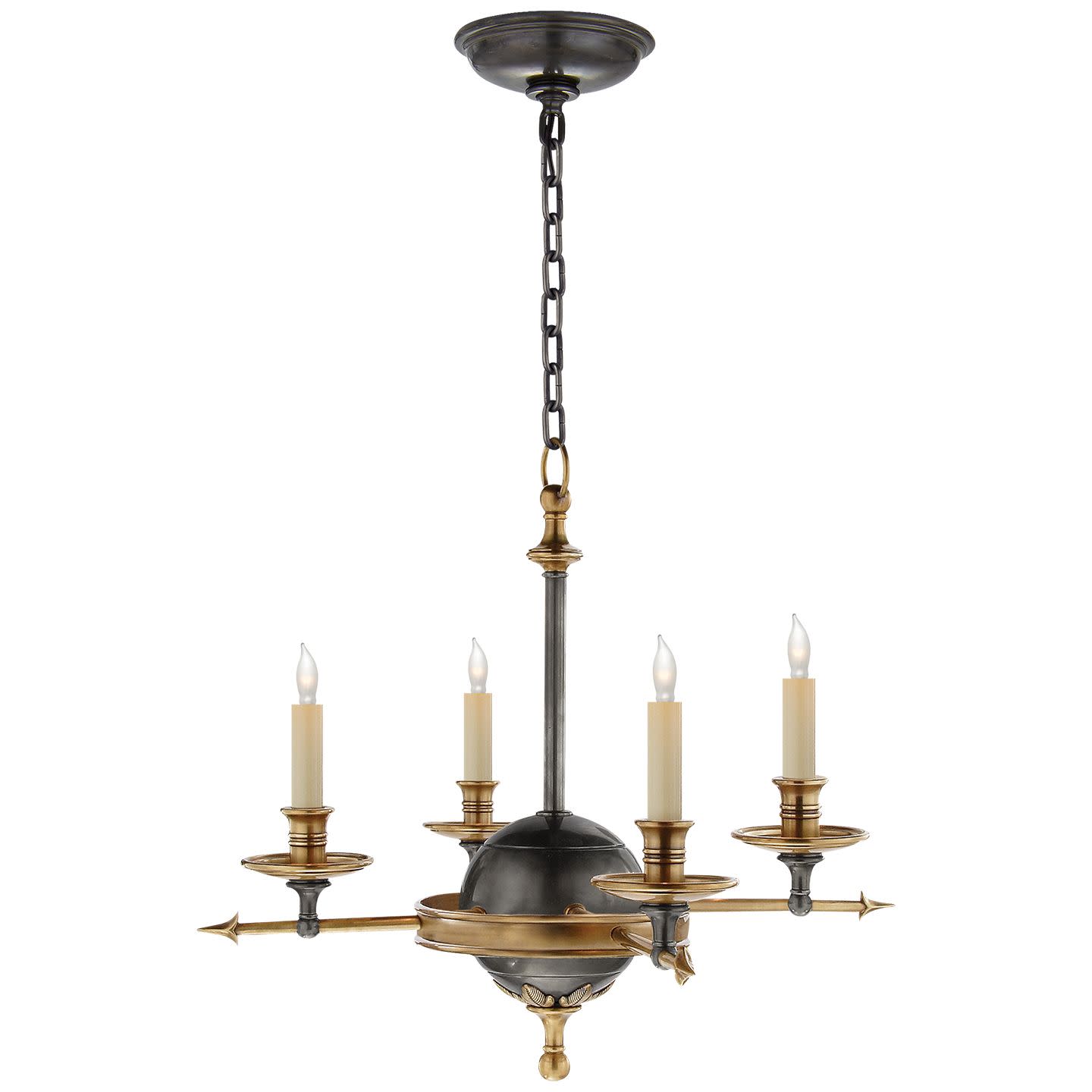 Photos - Chandelier / Lamp Leaf Visual Comfort CHC1448  And Arrow 15" Small Chandelier by E. F. Chapman Bronze with Antique Brass Indoor Lighting Chande 